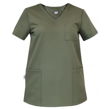 Bluza medyczna kosmetyczna damska - CASSIE - oliwka