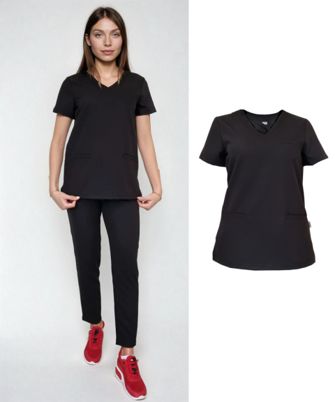 Bluza medyczna damska - DAISY - czarny Bluza medyczna damska - DAISY - czarny