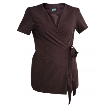 Bluza medyczna, kosmetyczna wiązana damska - LENA - czekolada