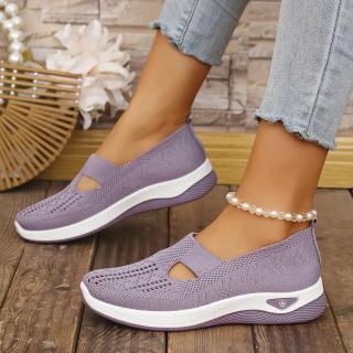 Buty damskie Sneakers oddychające z dzianiny MedLine Knit - jasnofioletowe