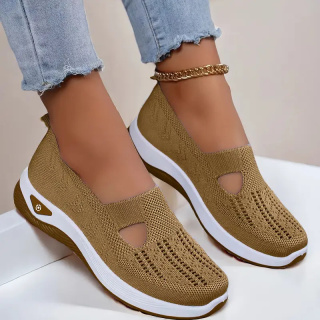 Buty damskie Sneakers oddychające z dzianiny MedLine Knit - khaki