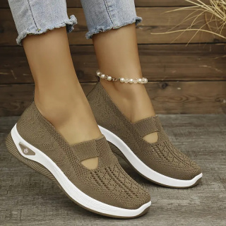 Buty damskie Sneakers oddychające z dzianiny MedLine Knit - khaki
