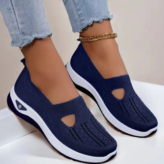 Buty damskie Sneakers oddychające z dzianiny MedLine Knit - niebieskie