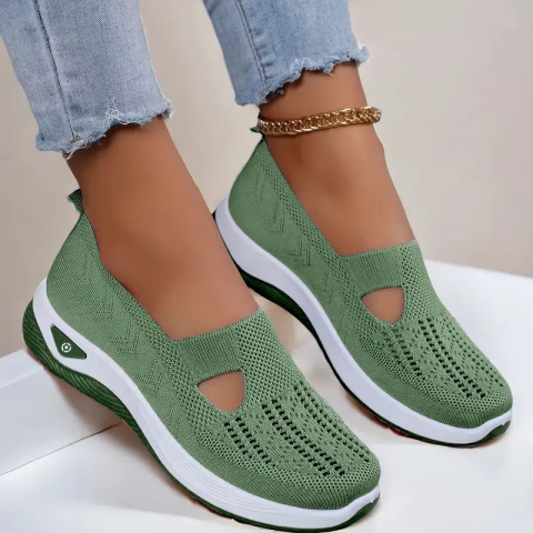 Buty damskie Sneakers oddychające z dzianiny MedLine Knit - zielone Buty damskie Sneakers oddychające z dzianiny MedLine Knit - zielone