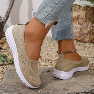 Baleriny wsuwane damskie oddychające AirWeave Ballerina - morela
