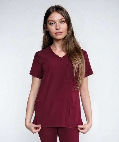 Bluza medyczna damska - CASSIE - bordo Bluza medyczna damska - CASSIE - bordo
