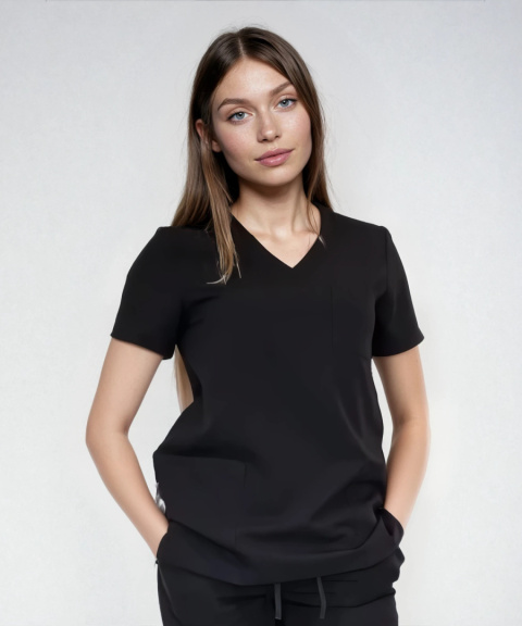 Bluza medyczna kosmetyczna damska - CASSIE - czarny