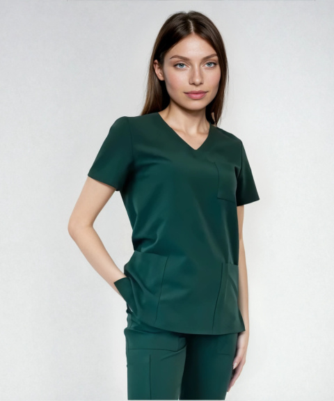 Bluza medyczna damska - CASSIE - zielona butelka Bluza medyczna damska - CASSIE - zielona butelka