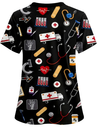 Bluza medyczna z mikroelastycznej dzianiny - czarna