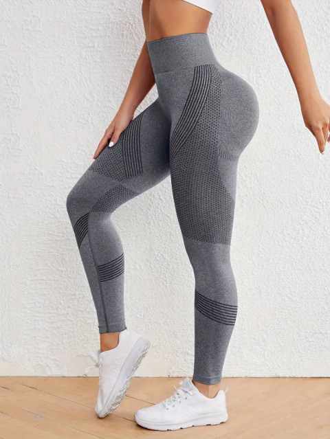 FlexCore – bezszwowe legginsy sportowe z wysokim stanem Szybkoschnące, rozciągliwe spodnie do jogi i fitnessu - ciemny szary