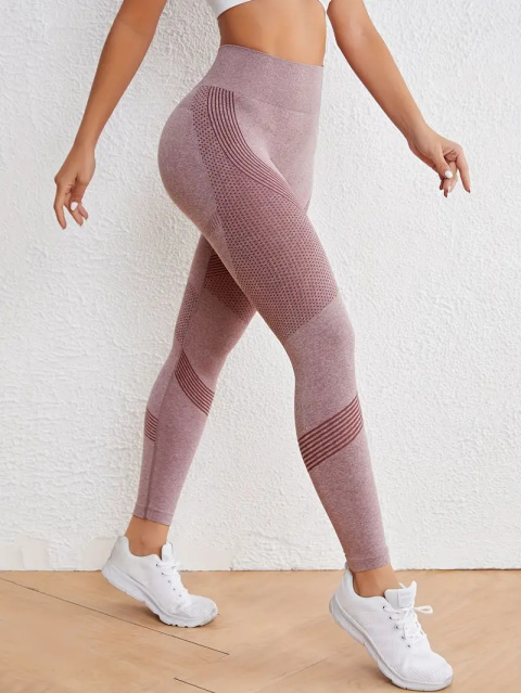 FlexCore – bezszwowe legginsy sportowe z wysokim stanem Szybkoschnące, rozciągliwe spodnie do jogi i fitnessu - różowe