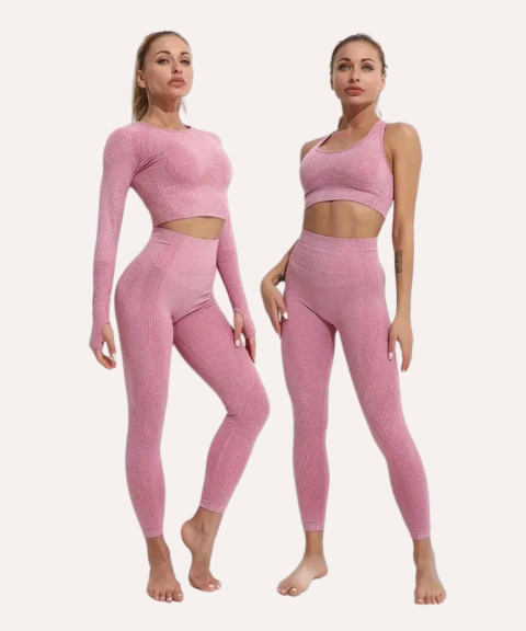 FlexForm 4w1 – bezszwowy zestaw sportowy dla kobiet Fitness/Joga - różowy