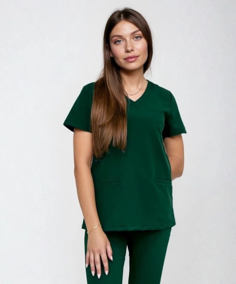 Bluza medyczna kosmetyczna damska - DAISY - zielona butelka