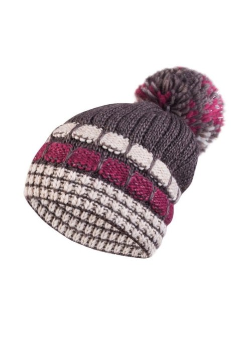 AMANDA czapka damska z pomponem multi-brąz - Kamea AMANDA czapka damska z pomponem multi-brąz - Kamea
